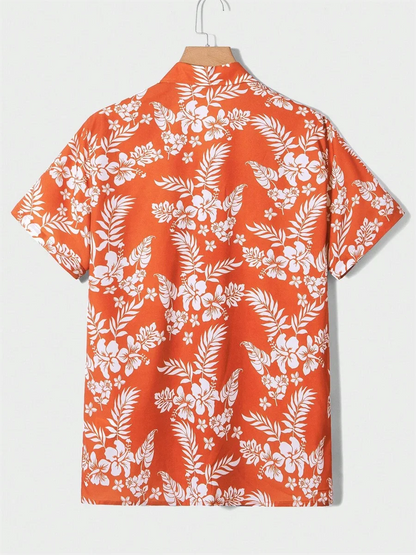 Summer men's new tropical 3D printing lapel short-sleeved shirt Hawaiian casual daily wearing large size XS-5XL