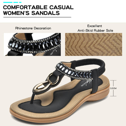 Womens T-Strap Flip Flop Thong Sandals Beach Shoes for Women Comfortable Summer Dressy Flat Sandals