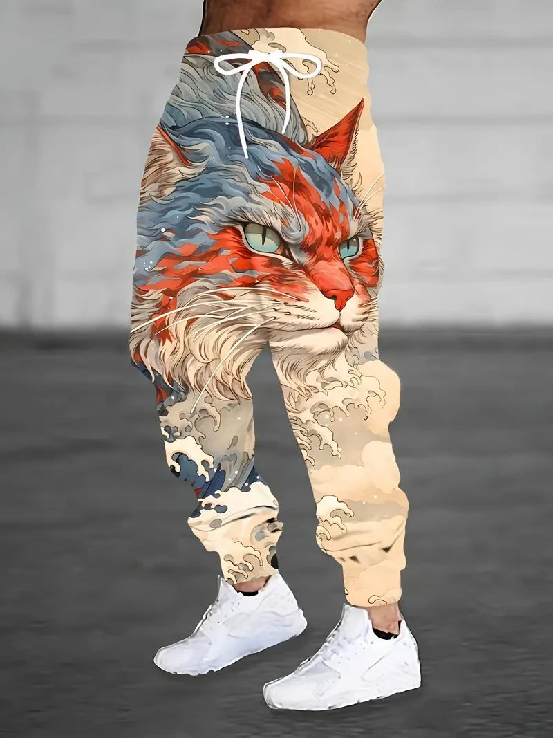 2025 new men's casual pants 3D American Patriot printed jogging pants 100% polyester light elastic rope with pocket sports pants