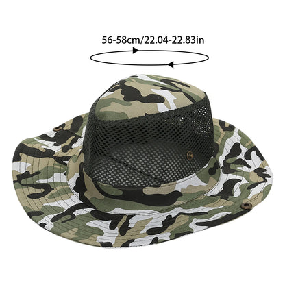 Summer Bucket Hats Hollow out Breathable Wide Brim Fisherman Hat Drawstring UV Protection Casua Hats for Outdoor Travel Hiking