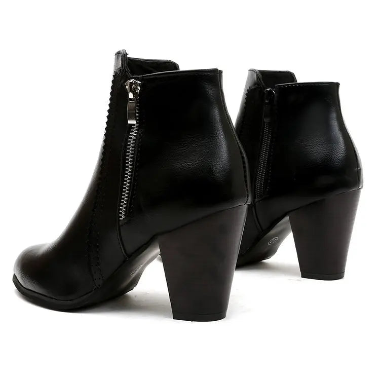 Ankle Boots Women's Fashion Coarse Heel Short Boots 43 Large Women's Shoe Size Side Zipper High Heel Boots Women Platform Boots