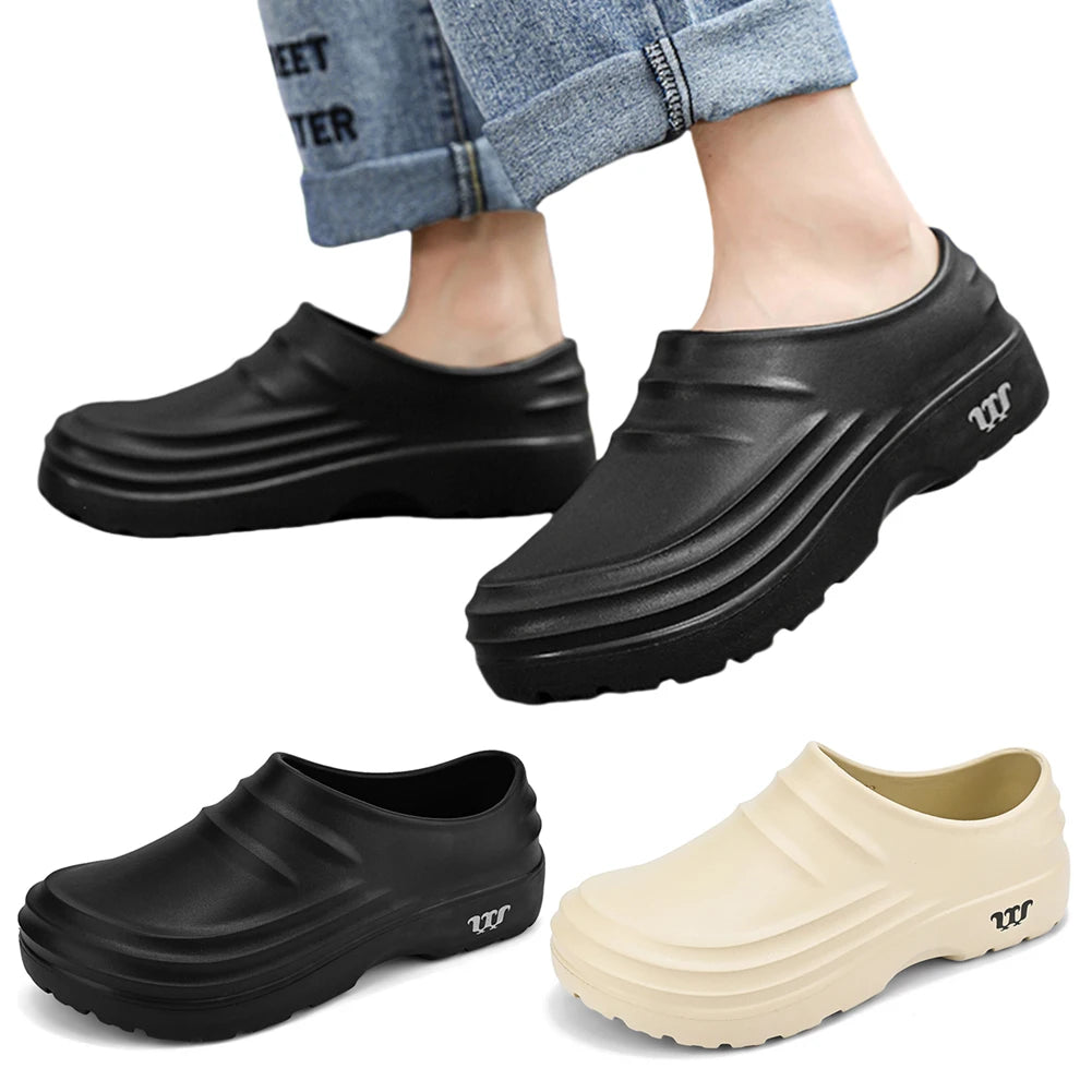 Summer Chef Shoes Thickened Work Loafers Non-slip Warm Lined Fishing Shoes Waterproof Unisex Garden Shoes for Men Women