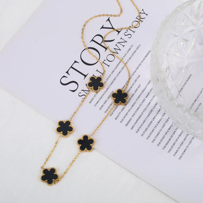 Hot Sale Stainless Steel Laser Five Leaf Flower Petal Adjustable Clover Bracelet Classic for Woman Girl Brand Jewelry Party Gift