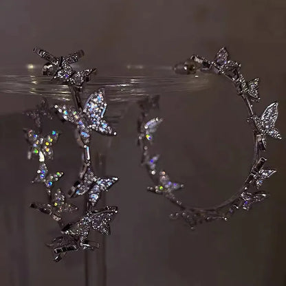 New Vintage Statement Gray Crystal Leaf Earrings for Women Fashion Unique Accessories Party Jewelry Birthday Anniversary Gifts
