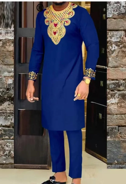 Men's fashion casual print two-piece suit