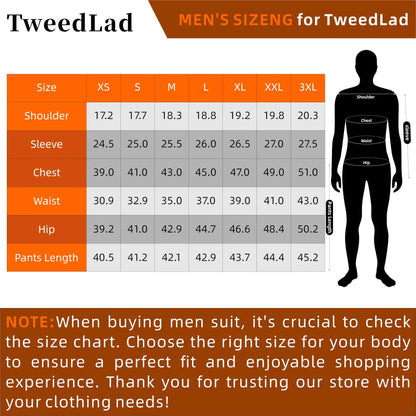 TweedLad Men's Business Suit Set Groomsmen Regular Fit-Tuxedo Jacket+Trousers Men Suit Set Lapel Formal Stylish Buttons Pockets