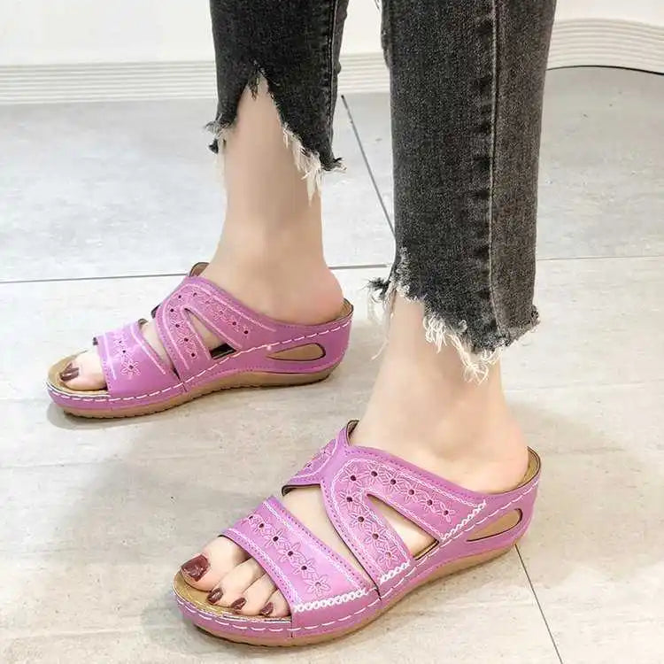 new Fish mouth Women Platform Wedge Sandals Outdoor Open Toe Casual slippers thick soled antislip Leather Fashion Female Zapatos