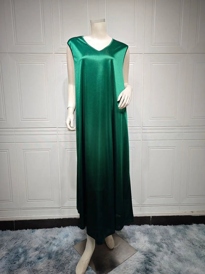 Eid Silky Muslim Set Women Satin Morocco Party Dress 2 Piece Set Abaya Evening Long Robe Musulman Ensembles Vestidos Largos