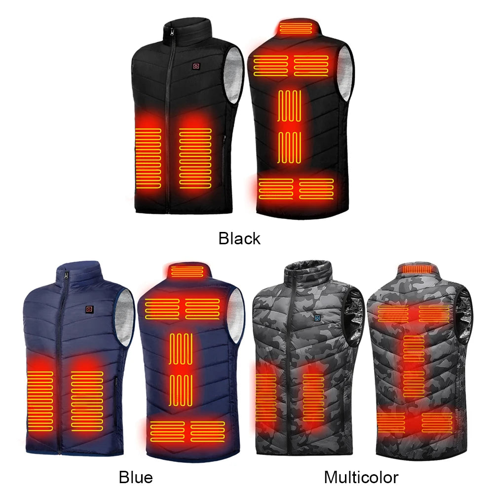 No battery 9 Zone Heating Vest Mens USB Infrared Thermal Jacket Smart Heated Clothes Winter Cold-proof Thick Sleeveless Hiking