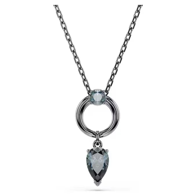 Original 2026 New Black Crystal Geometry Necklace Fine Jewelry Set Open Ring Necklace Earring Charms Black Jewelry for Women