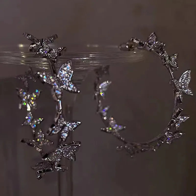 New Vintage Statement Gray Crystal Leaf Earrings for Women Fashion Unique Accessories Party Jewelry Birthday Anniversary Gifts