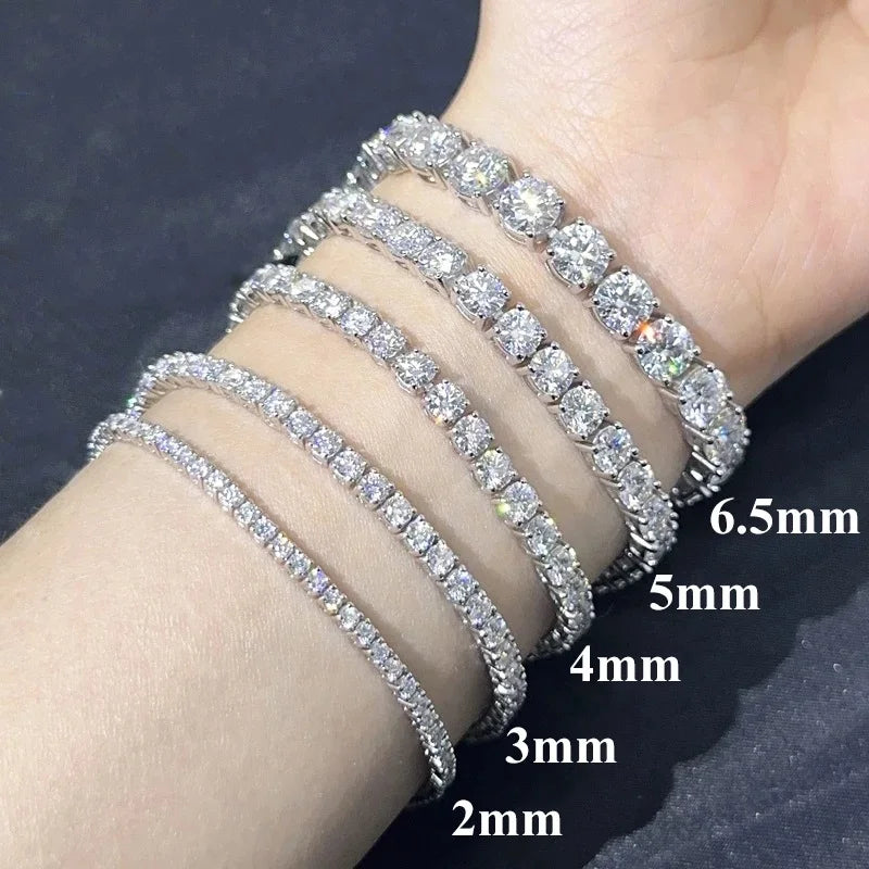 3/4/5MM Moissanite Tennis Bracelet 925 Sterling Silver Plated 18K White Gold Pass Diamond Test with GRA Bracelets for Women Men