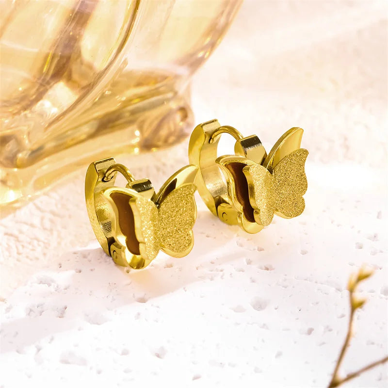 Stainless Steel Butterfly Bracelet Necklace Earrings Trend Design Advanced Sense  Ladies Wedding Jewelry Set