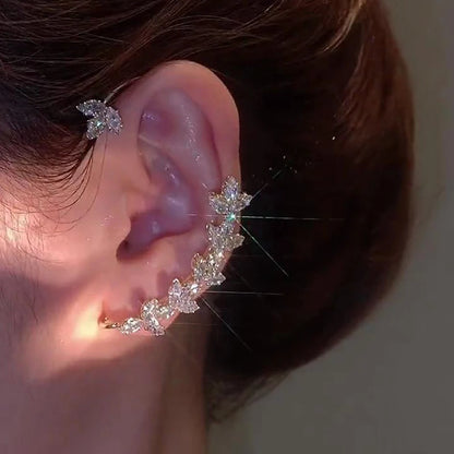 New Vintage Statement Gray Crystal Leaf Earrings for Women Fashion Unique Accessories Party Jewelry Birthday Anniversary Gifts