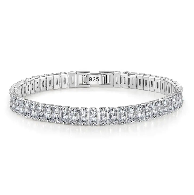 3/4/5MM Moissanite Tennis Bracelet 925 Sterling Silver Plated 18K White Gold Pass Diamond Test with GRA Bracelets for Women Men