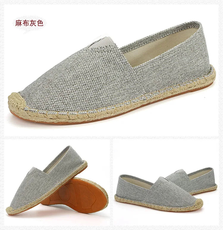 2026 Summer Autumn Men Canvas Shoes Breathable Men's Casual Shoes Slip-On Hemp Shoes Graffiti Espadrilles Women Footwear Flats