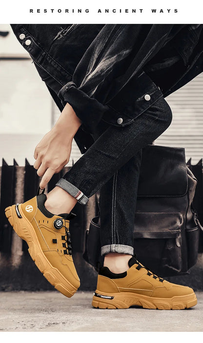 Autumn Men's Sneakers 2026 New Breathable Casual Shoes for Men Buttons Platform Vulcanzed Sneakers Shoes Non-slip Safety Shoes
