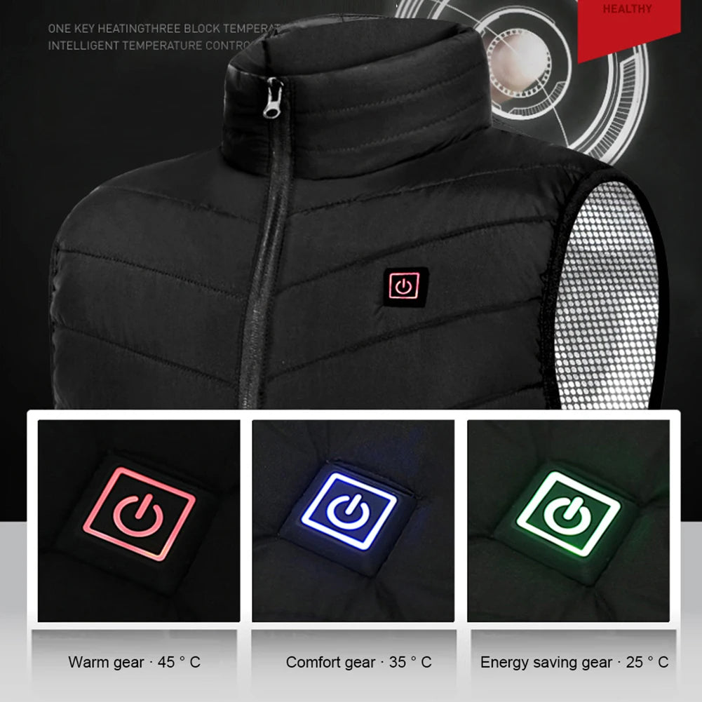 No battery 9 Zone Heating Vest Mens USB Infrared Thermal Jacket Smart Heated Clothes Winter Cold-proof Thick Sleeveless Hiking