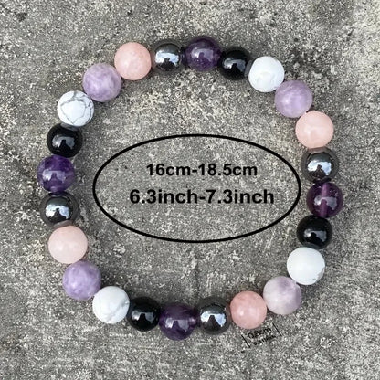 Black Tourmaline Bracelet Rose Quartz White Howlite Hematite Round Crystals Bracelet Women Men Gift for Nana Jewellery