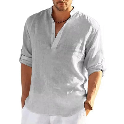 Autumn Men's Long Sleeve Tshirts Solid Color Loose Casual Tops Breathable Lightweight Shirt Men Cotton Mens Designer Streetwear