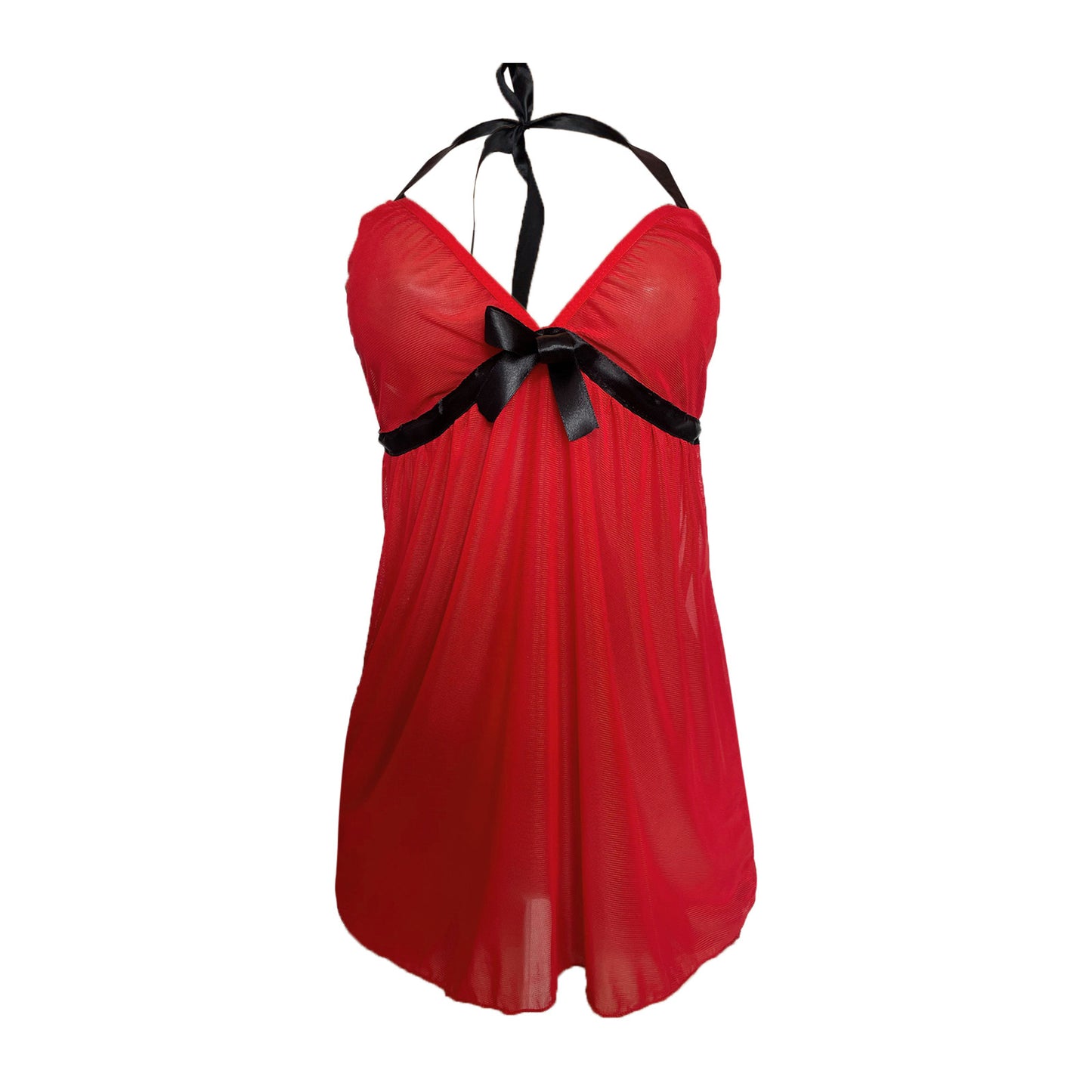 Plus Size Lace Mesh Night Dress with Panties Sexy Lingerie Women Nightgowns Exotic Costumes Halter Nighties Sheer Mesh Sleepwear