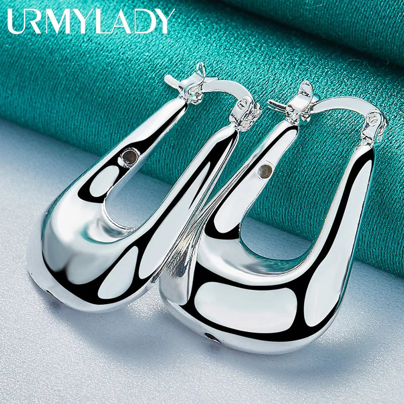 URMYLADY 925 Sterling Silver Battleax Earrings For Women Fashion Wedding Engagement Charm Jewelry