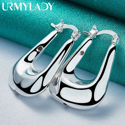 URMYLADY 925 Sterling Silver Battleax Earrings For Women Fashion Wedding Engagement Charm Jewelry