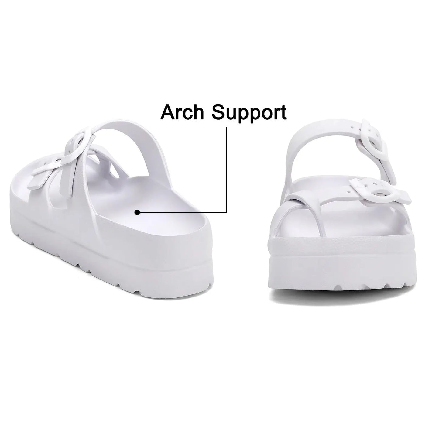 Bebealy Fashion Sandals for Women and Men Pillow Slippers Double Buckle Sandals Adjustable Slides EVA Flat Sandals Beach Sandals