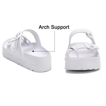 Bebealy Fashion Sandals for Women and Men Pillow Slippers Double Buckle Sandals Adjustable Slides EVA Flat Sandals Beach Sandals