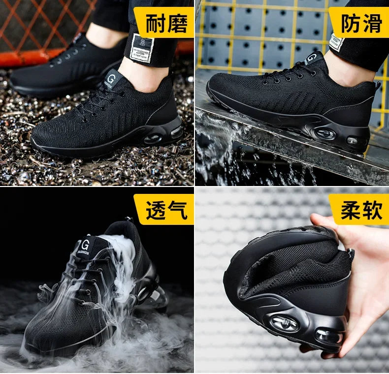 New Styles Men Safety Boots with Steel Toe Cap Anti-smash Work Sneakers Safety Shoes Men Indestructible Work Boots Hiking Shoes