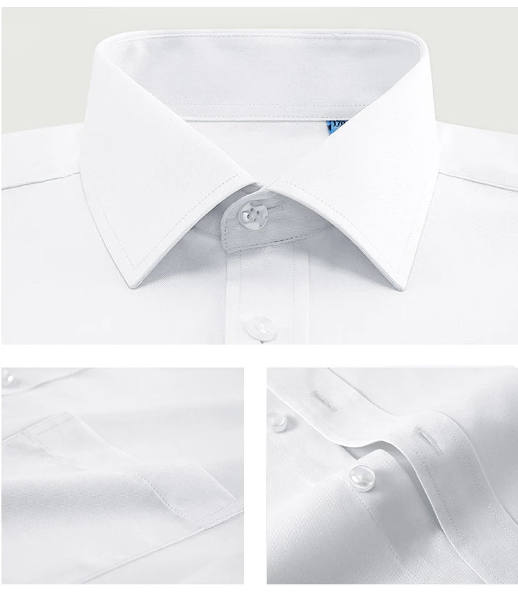 Men's Classic Long Sleeve Standard-fit Dress Shirts Formal Business Social Simple Basic Design White Work Office Casual Shirt
