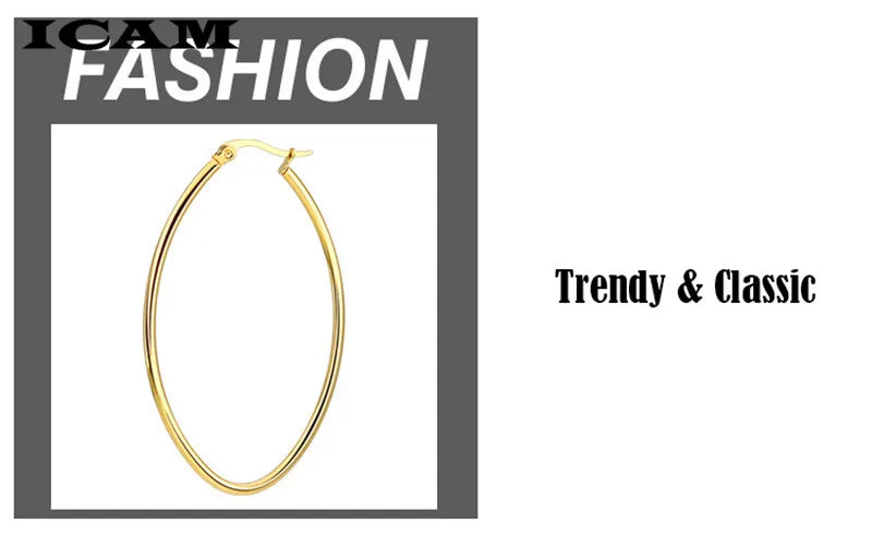 ICAM Jewelry  Hoop Earring For Women Brincos Gold Color Geometric Earrings Steampunk Style Statement Party Jewelry