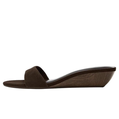Suede Brand Wedge Heel Sandals For Women Designer Summer Fashion Outdoor Slippers Elegant Luxury Simple High-end Banquet Shoes