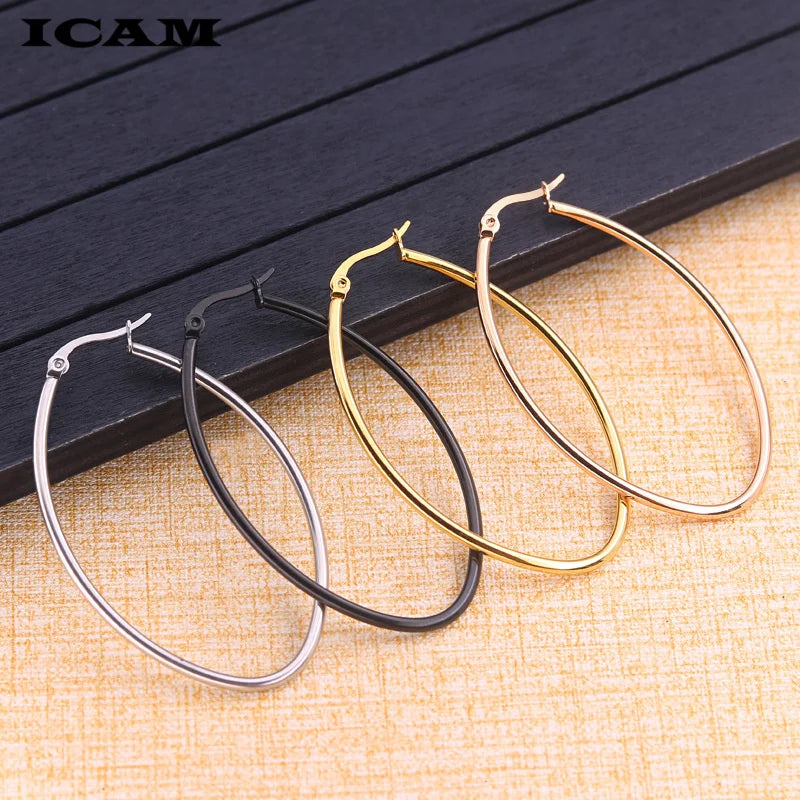 ICAM Jewelry  Hoop Earring For Women Brincos Gold Color Geometric Earrings Steampunk Style Statement Party Jewelry