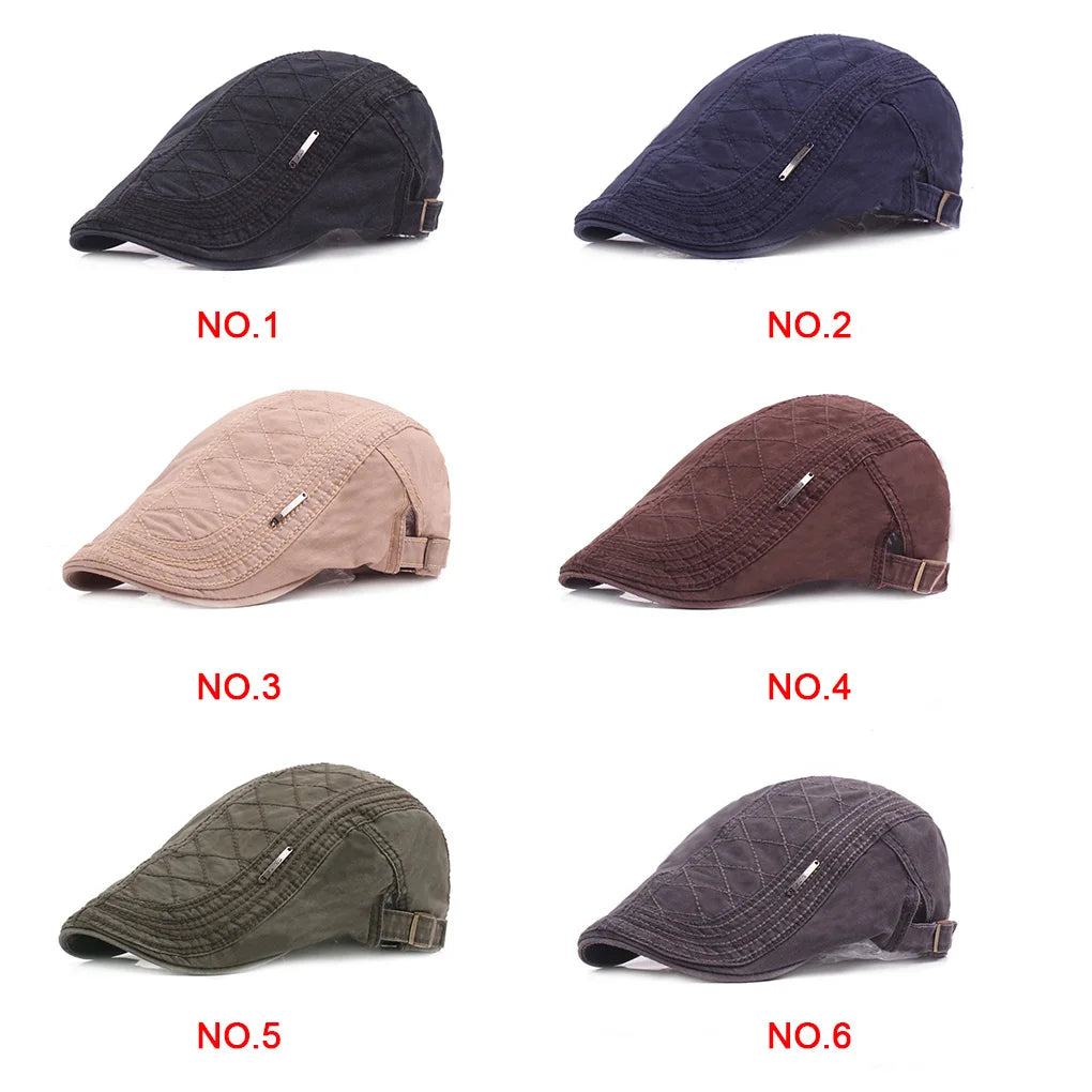 Unisex Golf Driving Cotton Sun Flat Cap Men Women Solid Color Outdoor Casual Spring Summer Peaked Hat