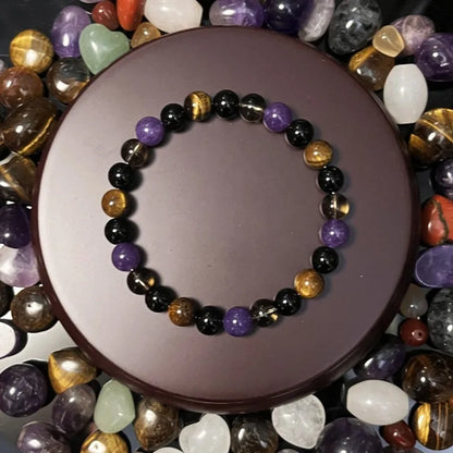 Cross-border bestseller Tiger's Eye stone tea crystal amethyst fashionable natural stone beaded bracelet, gift bracelet