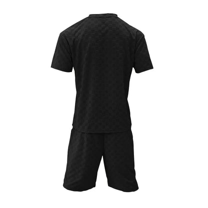 Men's Summer Checkered Loose Two-piece Sports Leisure Suit Short Sleeve T-shirt Shorts Casual Suit Plus Size Fashion Men's Suit