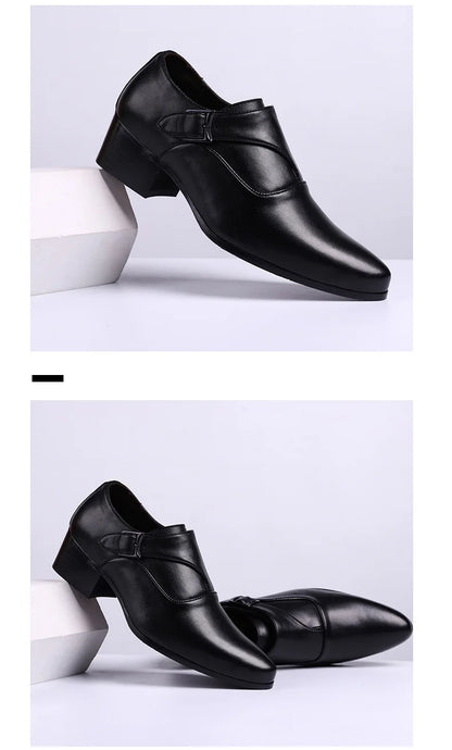 Leather Men Dress Shoes High Heel British Mens Elevator Business Shoes Wedding Party Male Oxford Footwear Increasing 6/8cm