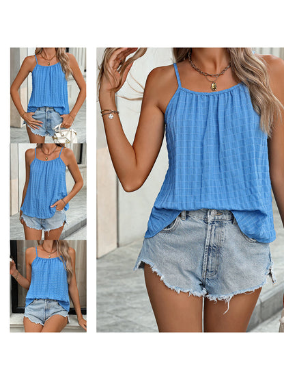 Women s Flowy Tank Tops Sleeveless Summer Casual Loose Fit Solid Color Basic Camisole Shirts for Everyday Wear