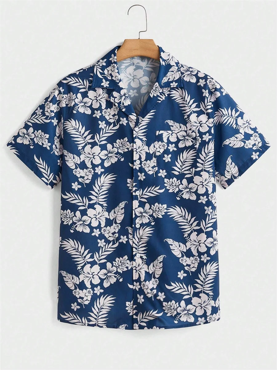 Summer men's new tropical 3D printing lapel short-sleeved shirt Hawaiian casual daily wearing large size XS-5XL
