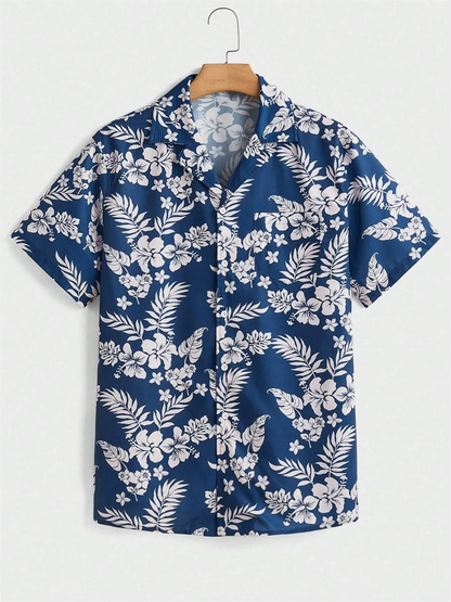 Summer men's new tropical 3D printing lapel short-sleeved shirt Hawaiian casual daily wearing large size XS-5XL