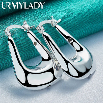 URMYLADY 925 Sterling Silver Battleax Earrings For Women Fashion Wedding Engagement Charm Jewelry