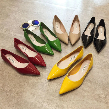 Flats Women's Shoes Yellow Net Brown Sugar Fruit Color Flat Shoes Shallow  Pointed Flat Heels Women's Shoes Large Size 43 44 45