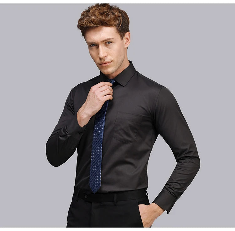 Men's Classic Long Sleeve Standard-fit Dress Shirts Formal Business Social Simple Basic Design White Work Office Casual Shirt