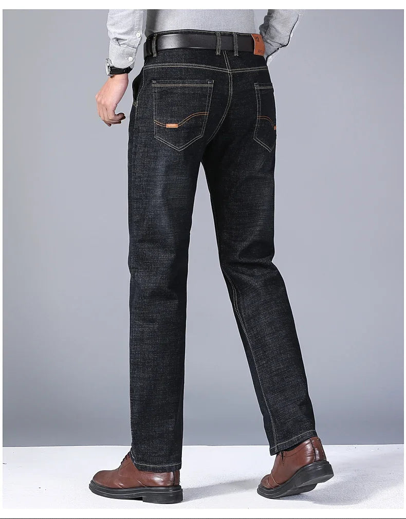 Autumn new men's micro elastic straight leg denim pants with shape and skin friendly business men's pants in multiple sizes