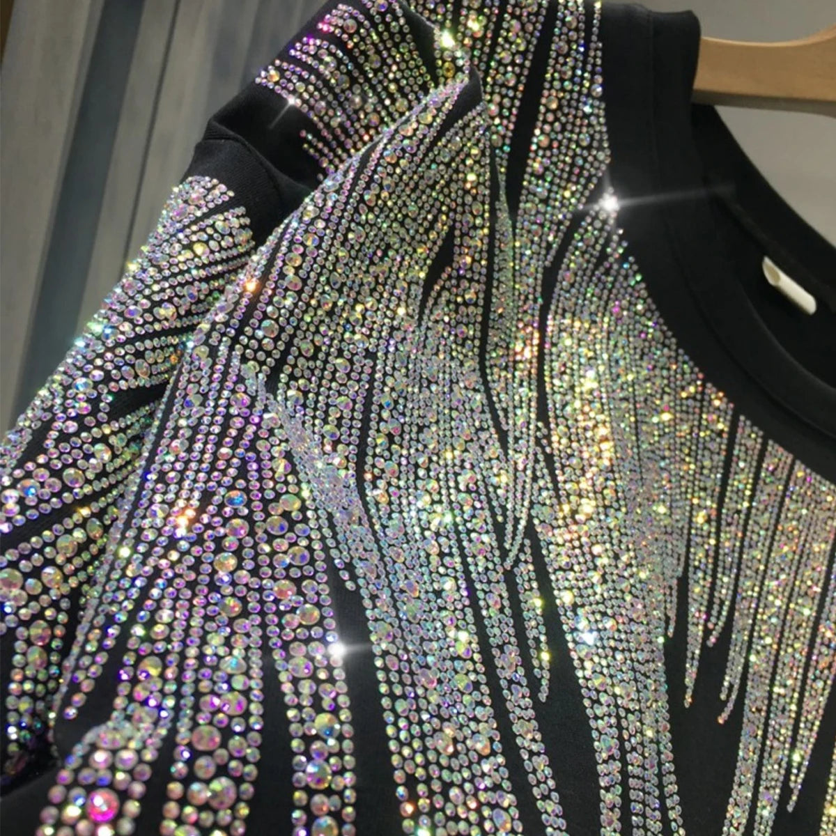 Plus Size Tops Short Sleeve Oversized Graphic Tees for Women Crew Neck Rhinestones T Shirts Loose Fit Sparkling Casual Party