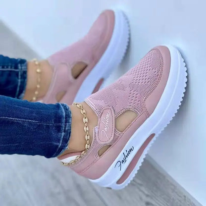Designer Women Sneakers Wedge Tennis Shoes Red Blue Canvas Women Casual Shoes Ladies Platform Vulcanized Shoe Hollow Out Shoes