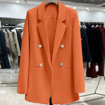 Autumn Blazer Elegant Women's Jacket Chic Casual Double Breasted Suit Korean Winter Fashion Coats Slim Fit Office Lady Outwear