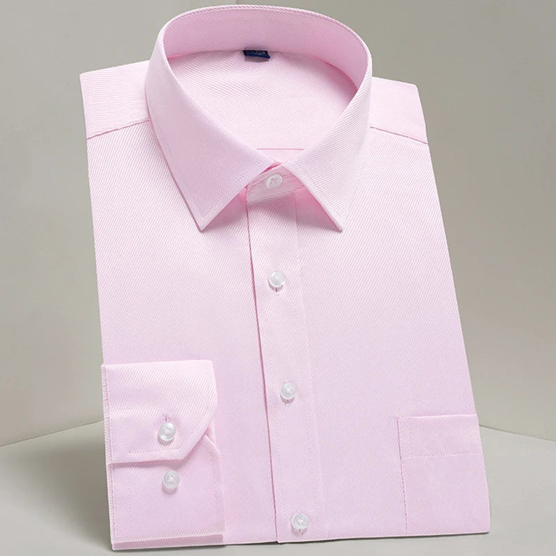 Men's Classic Long Sleeve Standard-fit Dress Shirts Formal Business Social Simple Basic Design White Work Office Casual Shirt
