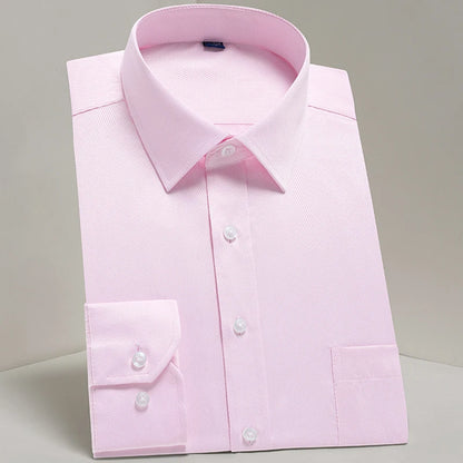 Men's Classic Long Sleeve Standard-fit Dress Shirts Formal Business Social Simple Basic Design White Work Office Casual Shirt